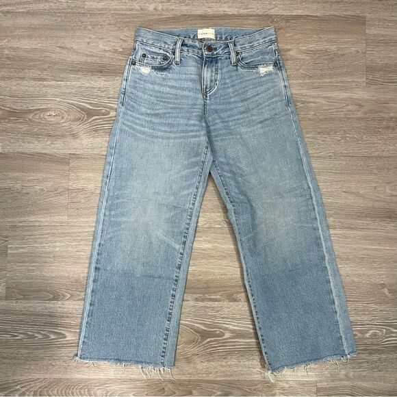 Simon Miller Jean Wide Leg Crop Unfinished Hem Light Wash Blue Denim Size 25 - Picture 2 of 13